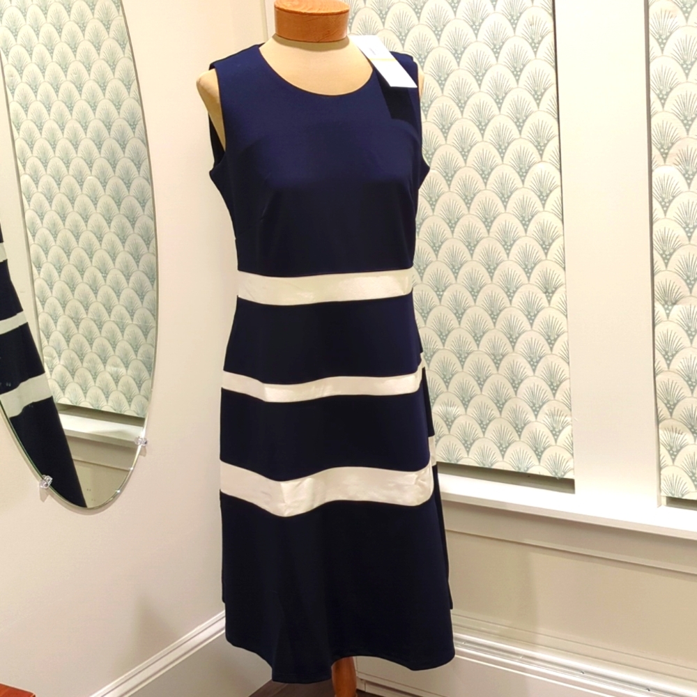 Navy color clock A-line dress